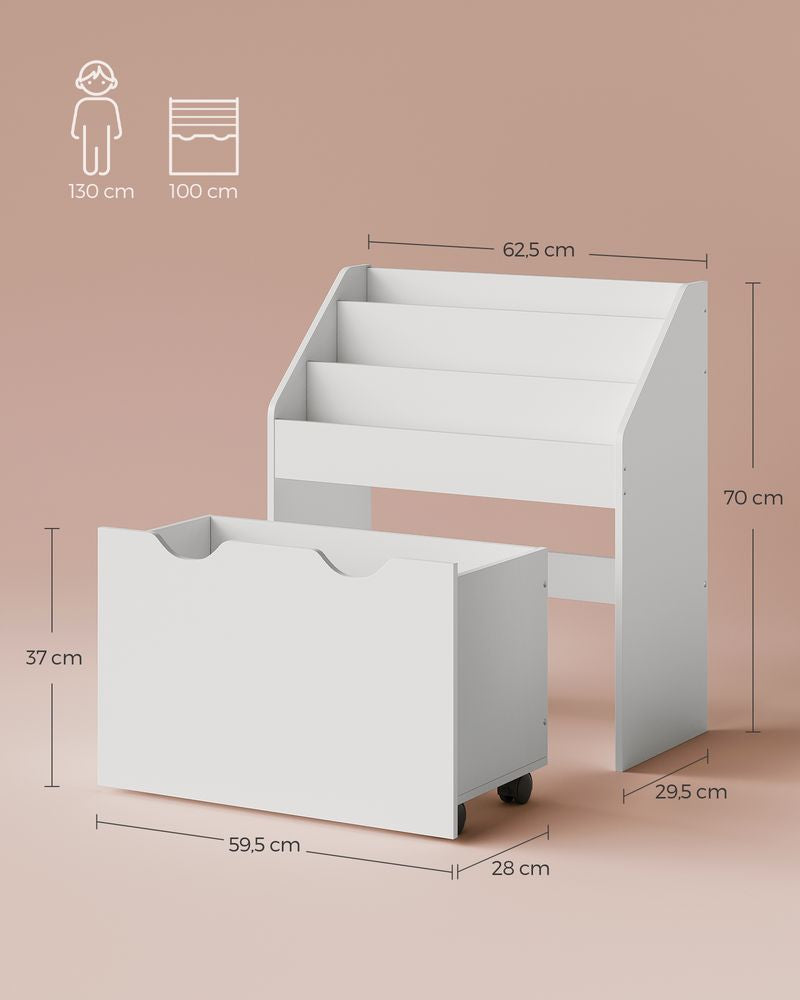 Songmics Bürowagen GKR041W10 – freistehend – 3 Böden – 62,5 × 29,5 × 70,2 cm – weiss – MDF