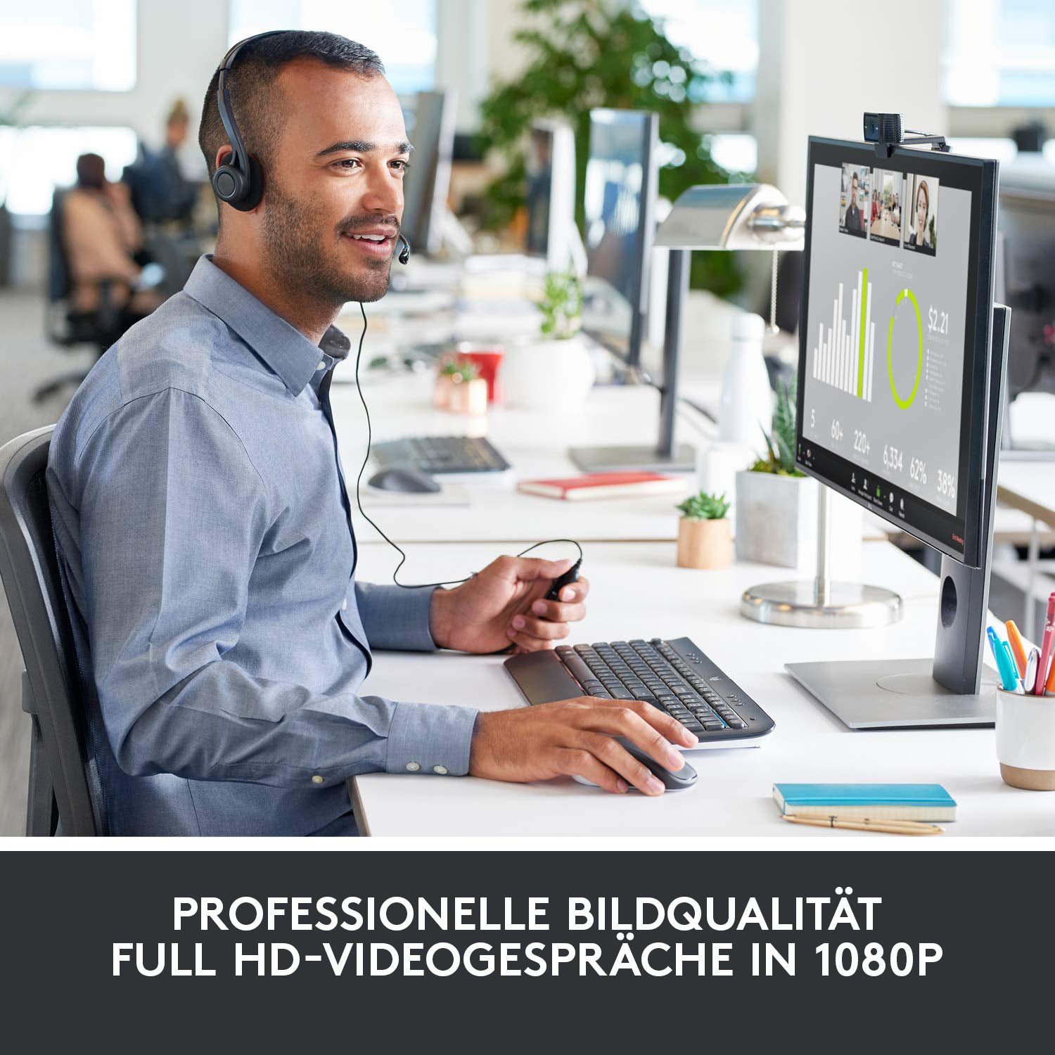 Logitech C920 Webcam – Full HD 1080p, 30 fps, Autofokus, USB 2.0 – Schwarz