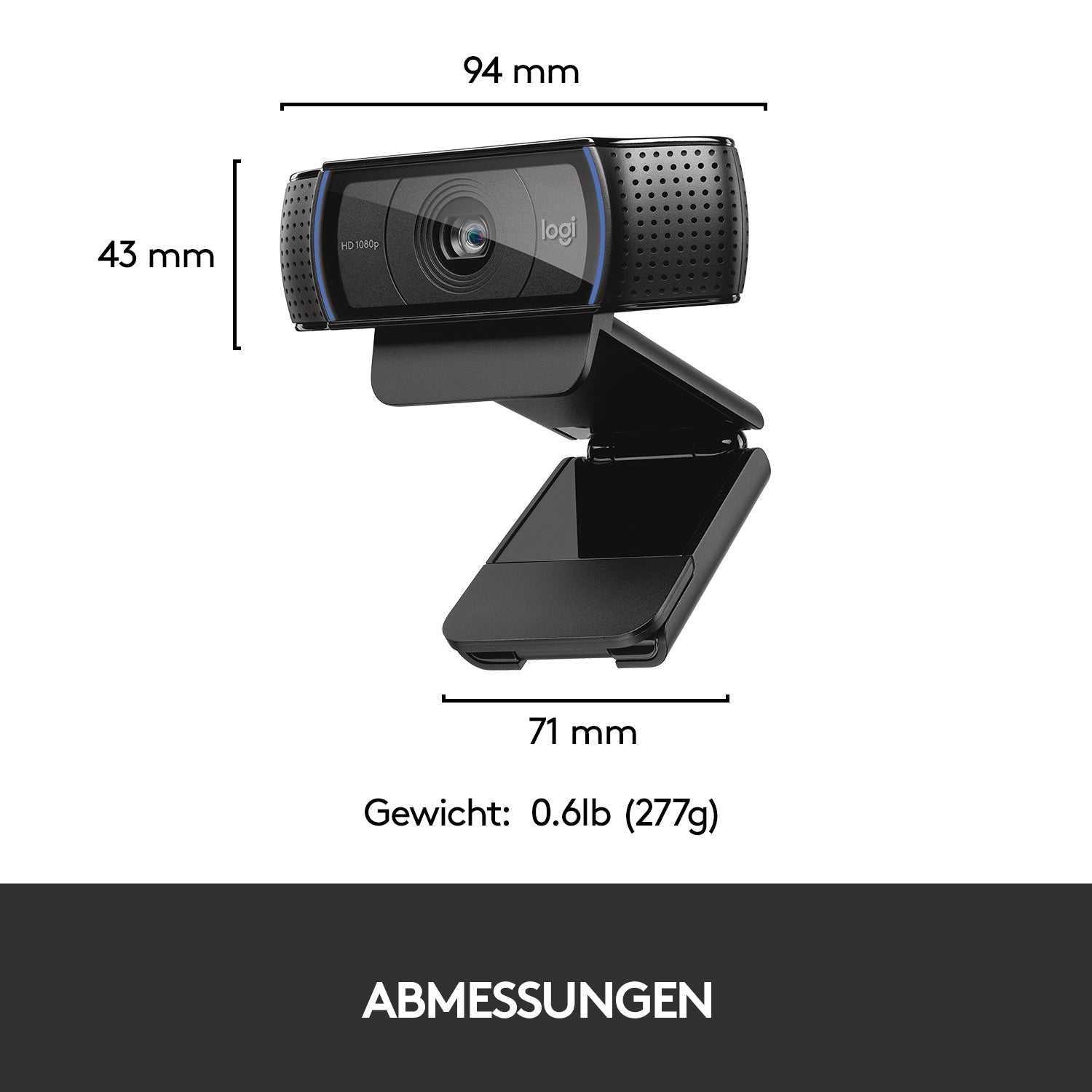 Logitech C920 Webcam – Full HD 1080p, 30 fps, Autofokus, USB 2.0 – Schwarz