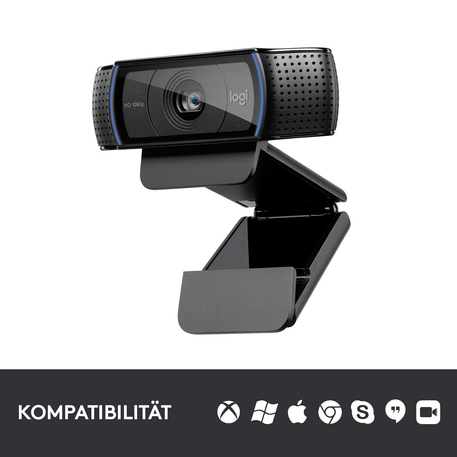 Logitech C920 Webcam – Full HD 1080p, 30 fps, Autofokus, USB 2.0 – Schwarz