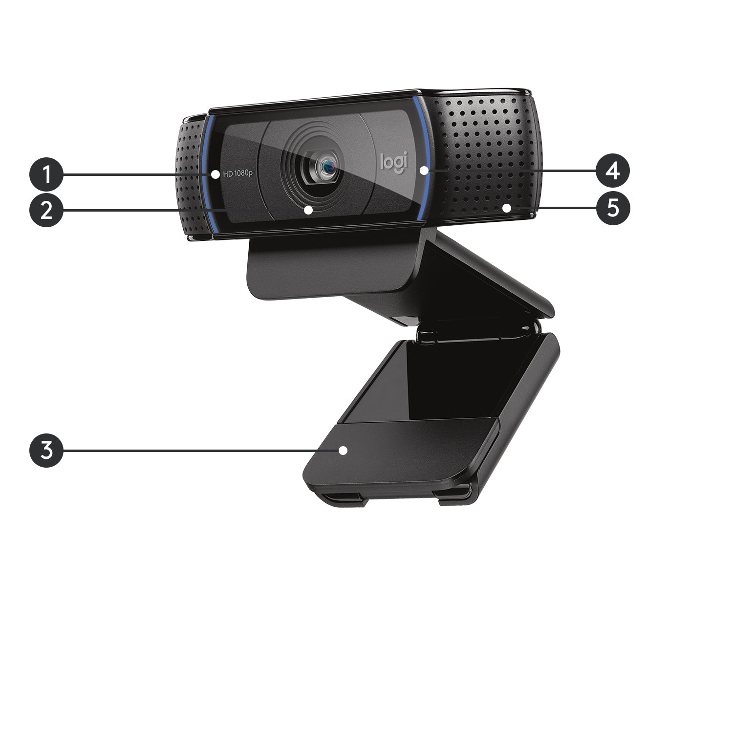 Logitech C920 Webcam – Full HD 1080p, 30 fps, Autofokus, USB 2.0 – Schwarz