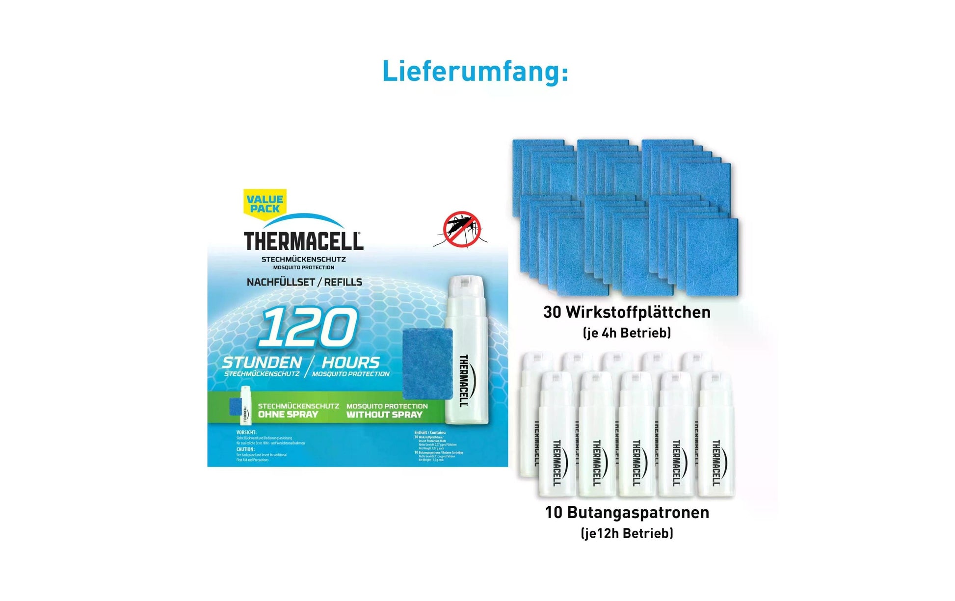 ThermaCELL R-10 Nachfüllset – 120 Stunden – für gasbetriebene Thermacell-Geräte