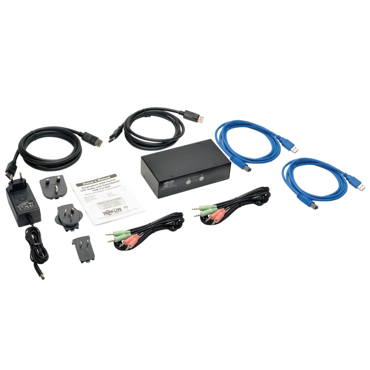Tripp Lite B004-DPUA2-K – 2-Port DP KVM-Switch – 2560 × 1600, USB 3.0-Hub, Audio, Desktop