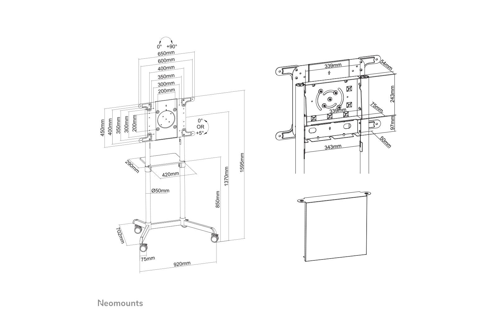 Neomounts Displayständer, für 37–70", VESA 200×200–600×400, bis 70 kg, schwarz