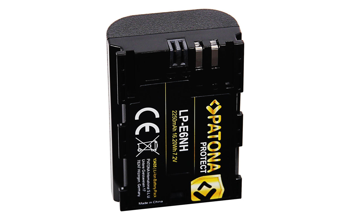 PATONA PROTECT Akku LP-E6NH – 2600 mAh, 7,2 V – für Canon EOS R5, R6, R6II und andere – Schwarz