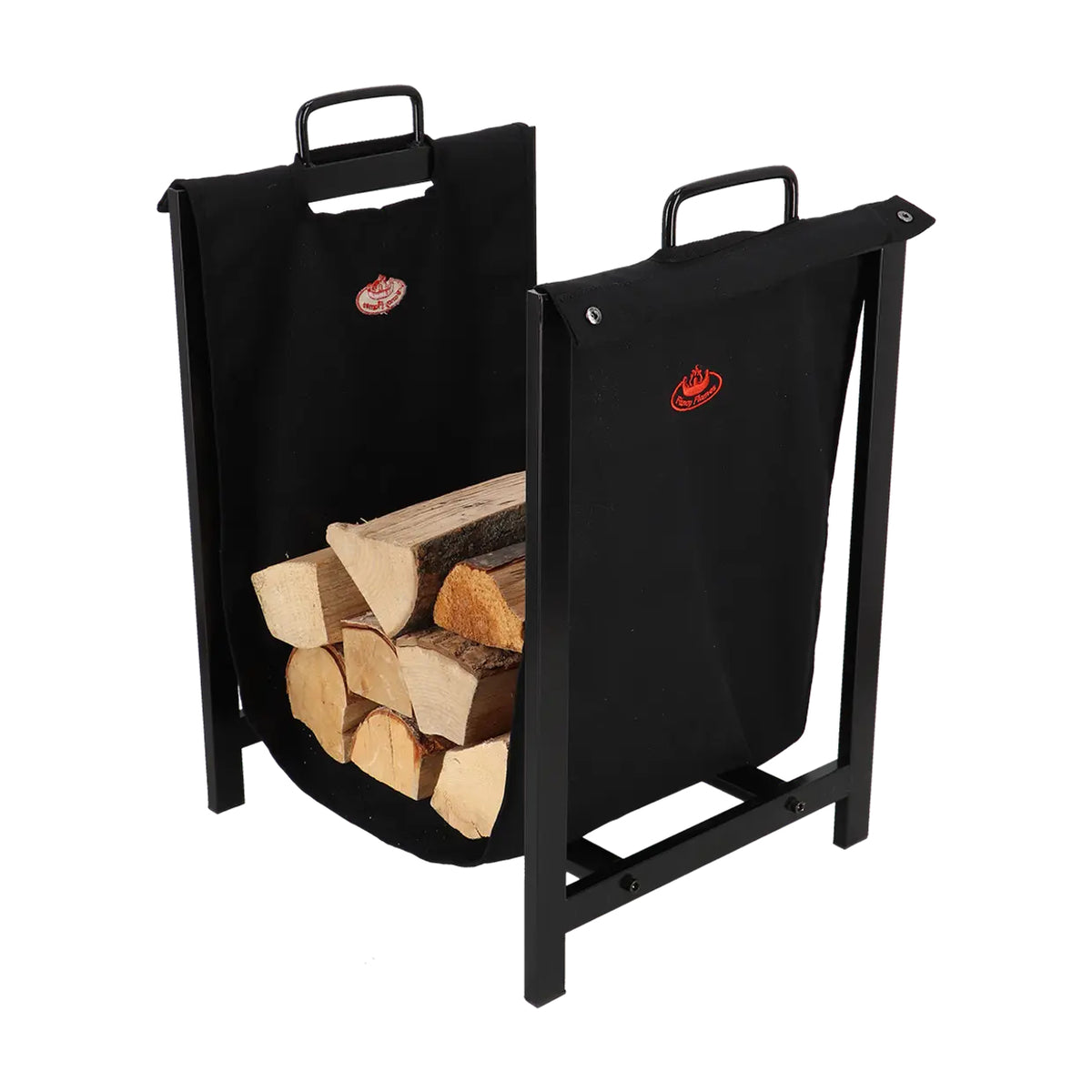 Esschert Design FF575 Aufbewahrungskorb – Stahl/Canvas – Schwarz – für Brennholz-Kamin – 380 × 610 × 380 mm