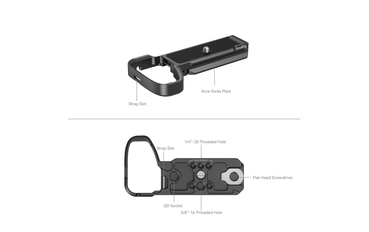 SmallRig 4338 Montageplatte – Schnellfreigabesystem, 1/4", 3/8" – für Sony A6700 – Schwarz