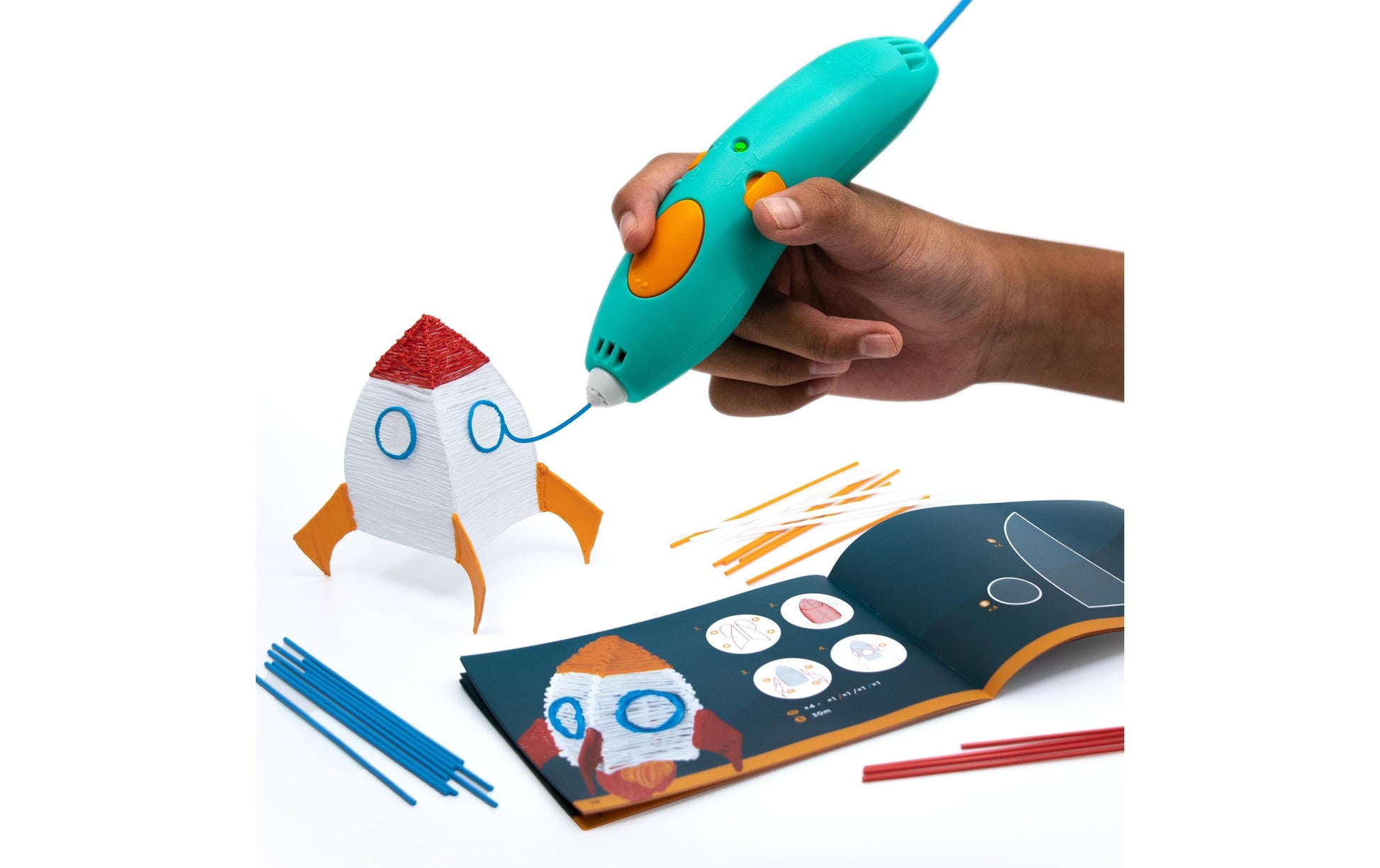 3Doodler Start+ – 3D-Stift – Düsenbreite 0,77 mm, kompostierbarer Kunststoff, türkis, gelb, Set