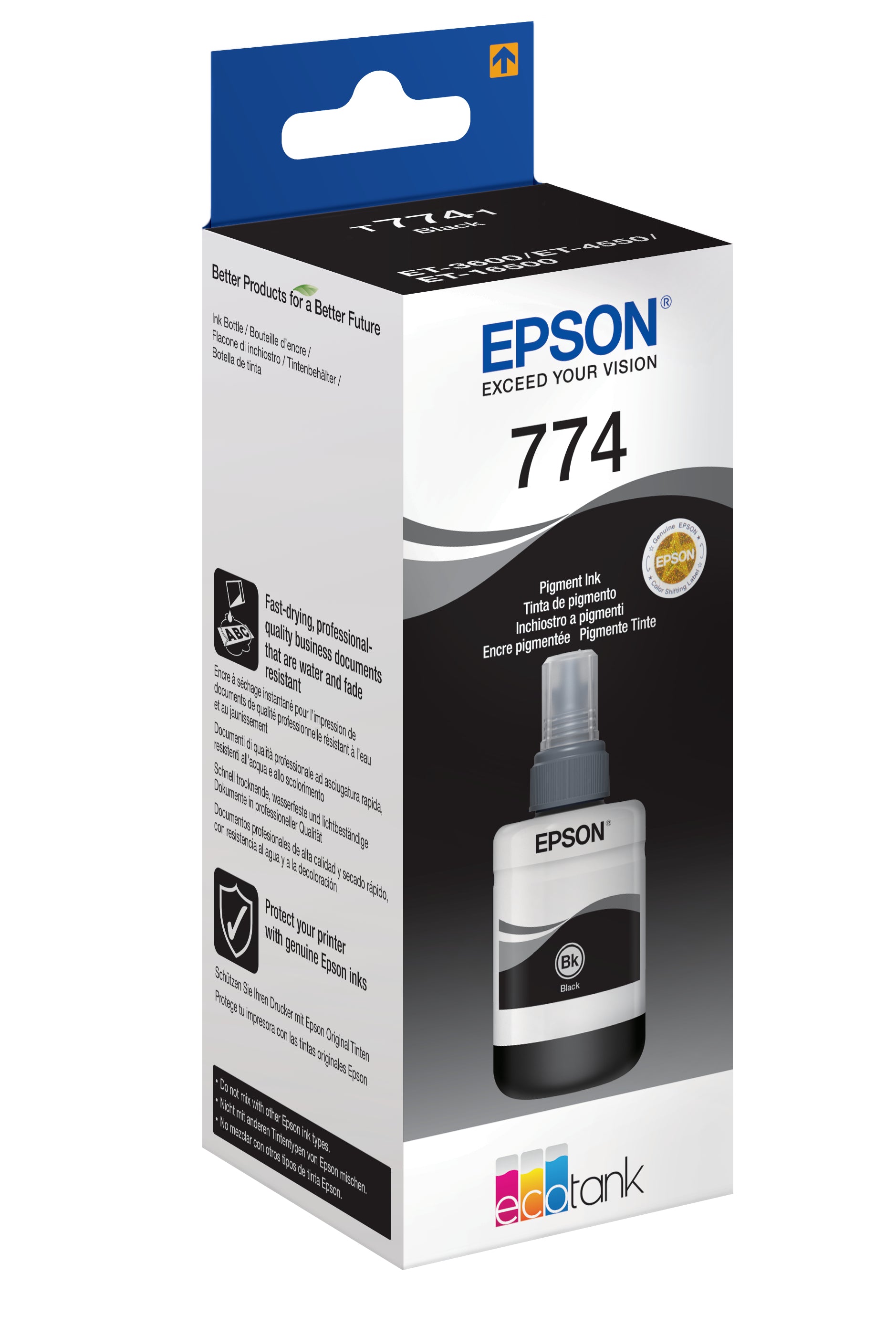 Epson T7741 Schwarz Tintenpatrone (Original) – 6'000 Seiten – für EcoTank ET-4550/ET-3600/ET-16500 – T774140