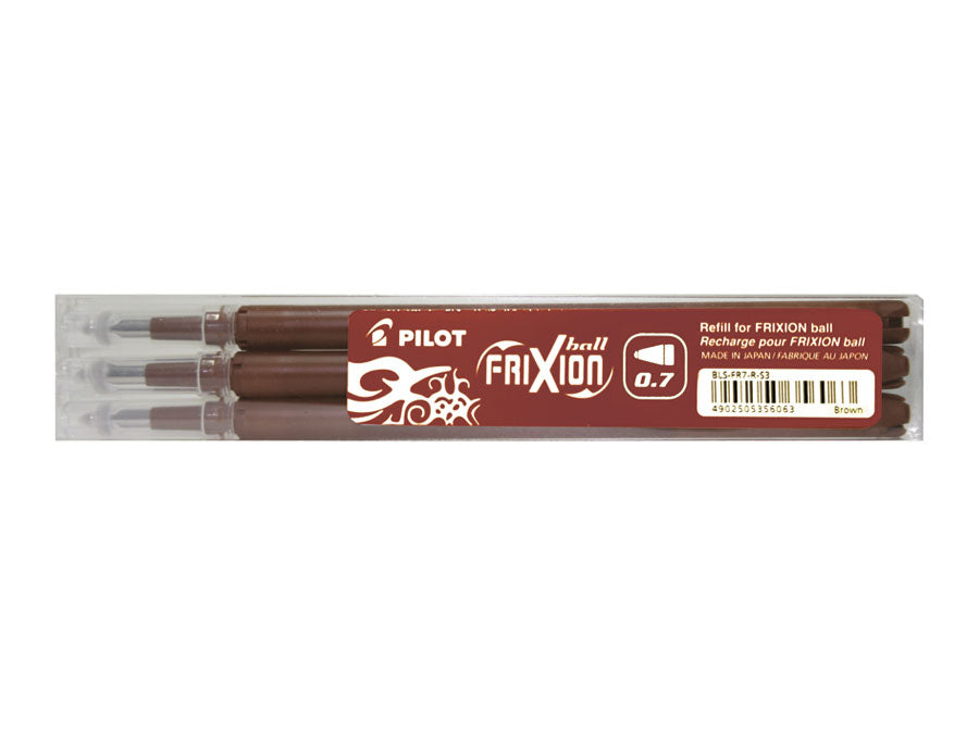 Pilot Rollerball-Mine FriXion für Ball, Clicker, LX + 1 weitere – braun, 0,7 mm, löschbar, geruchsarm, 3 Stk.