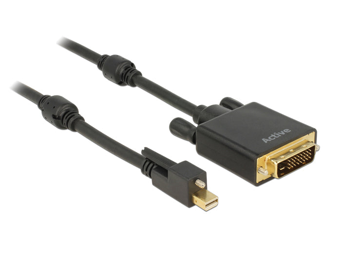 DeLOCK Mini DisplayPort auf DVI-D Kabel DP 1.2 4K 60 Hz – 1 m – aktiv, verriegelbar