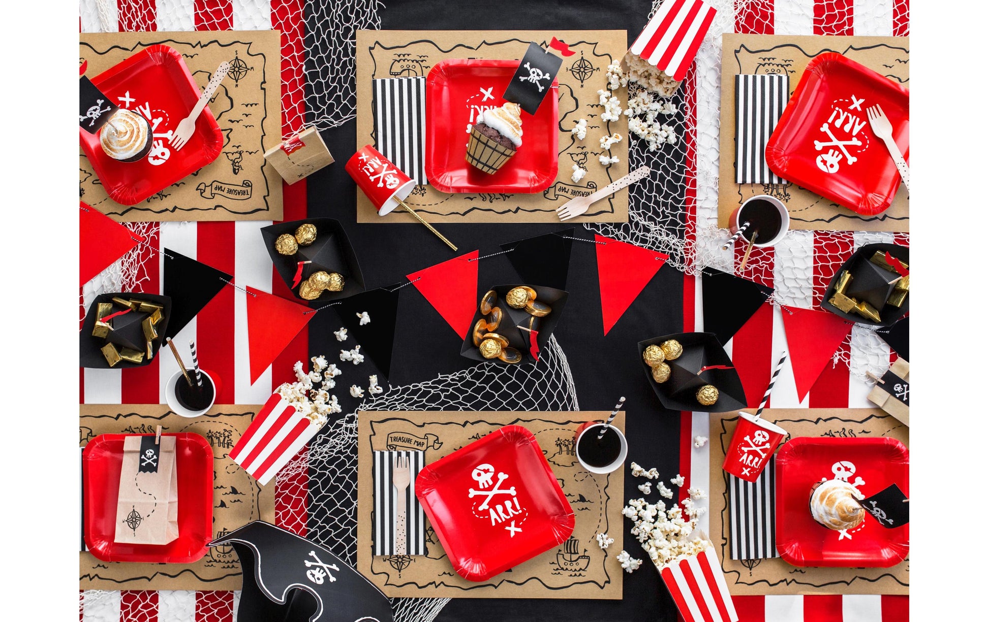 PartyDeco Teller, Papier/Karton, quadratisch – 20 × 20 cm, rot – 6 Stk.