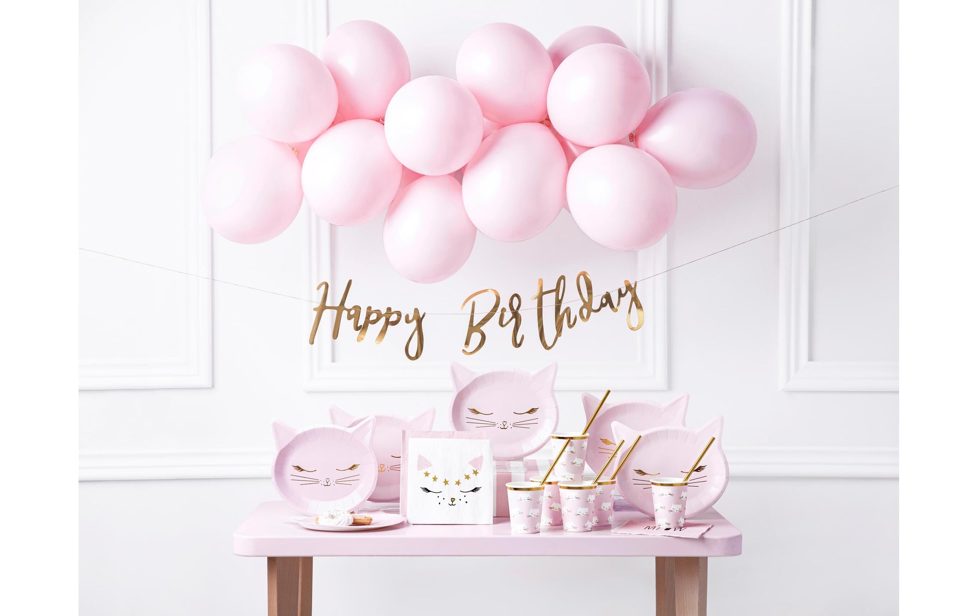 PartyDeco Becher, Papier – 2,0 dl, pink mit Kätzchen – 6 Stk.