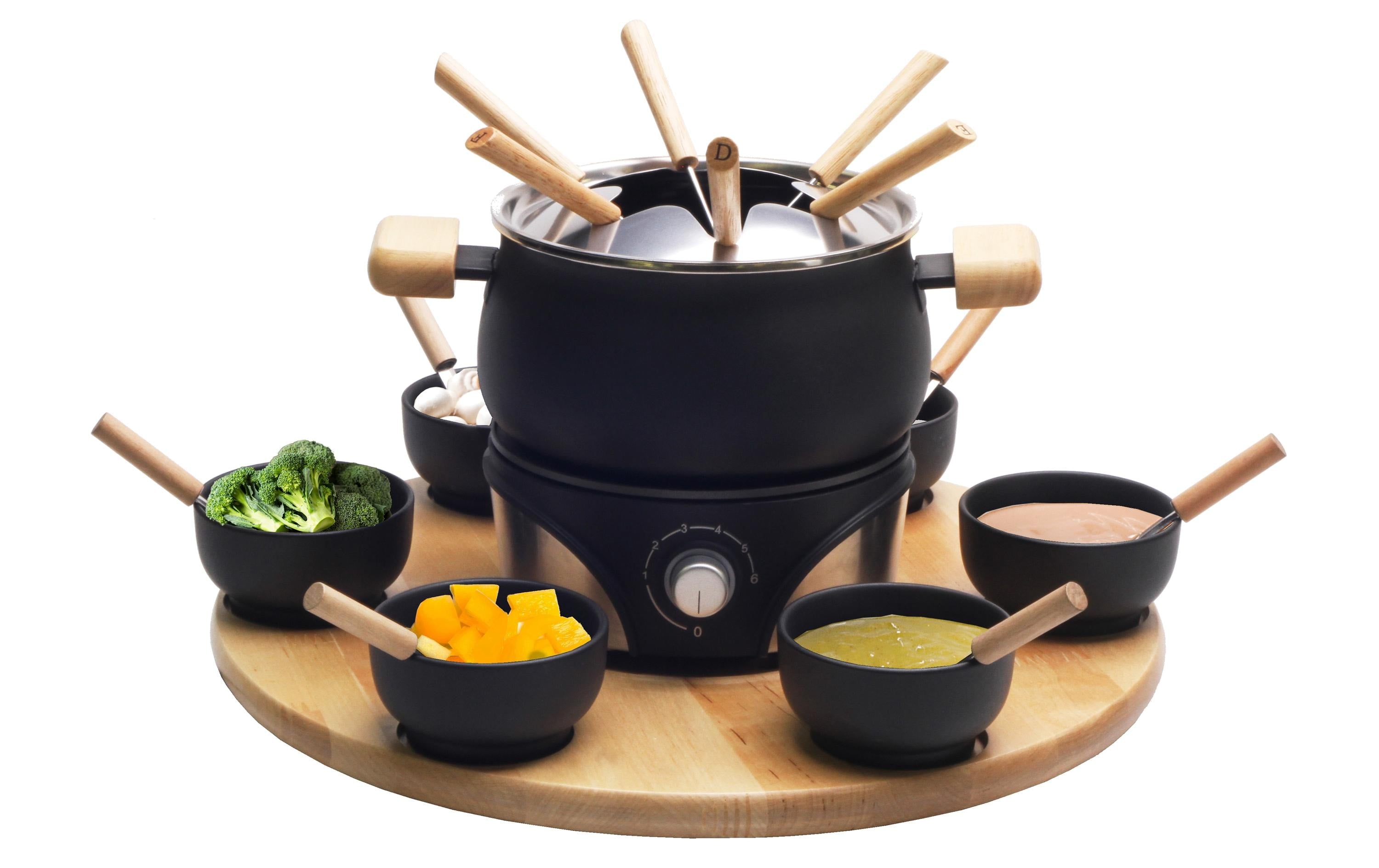 Nouvel Mia Chinoise-Set 21-teilig, für 6 Personen – elektrisch 1200 W, Edelstahl, Ø 47,5 cm, schwarz