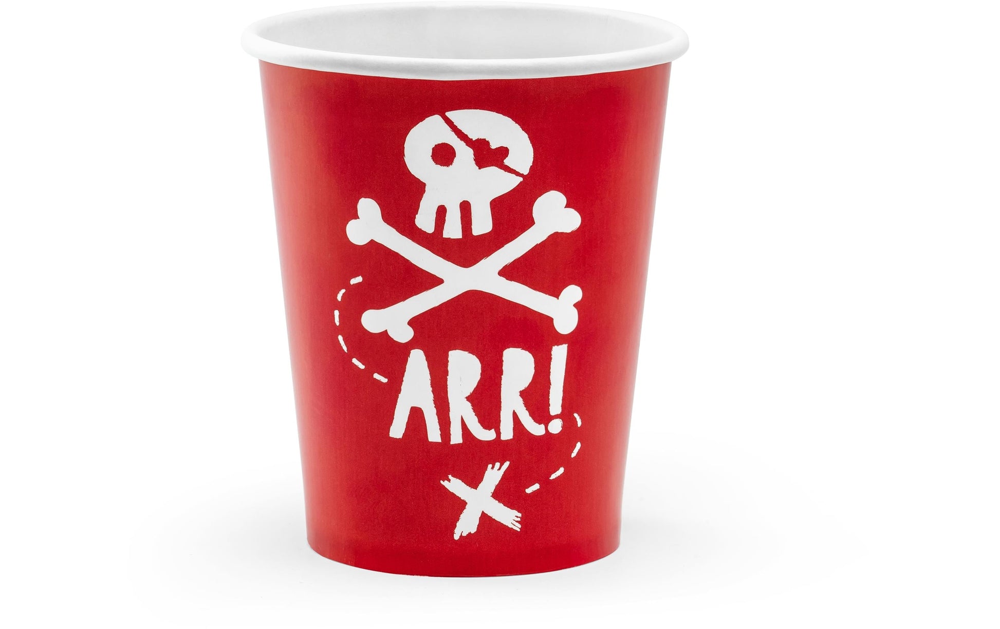 PartyDeco Becher Piraten, Papier/Karton – 2,2 dl, Rot/Weiss – 6 Stk.