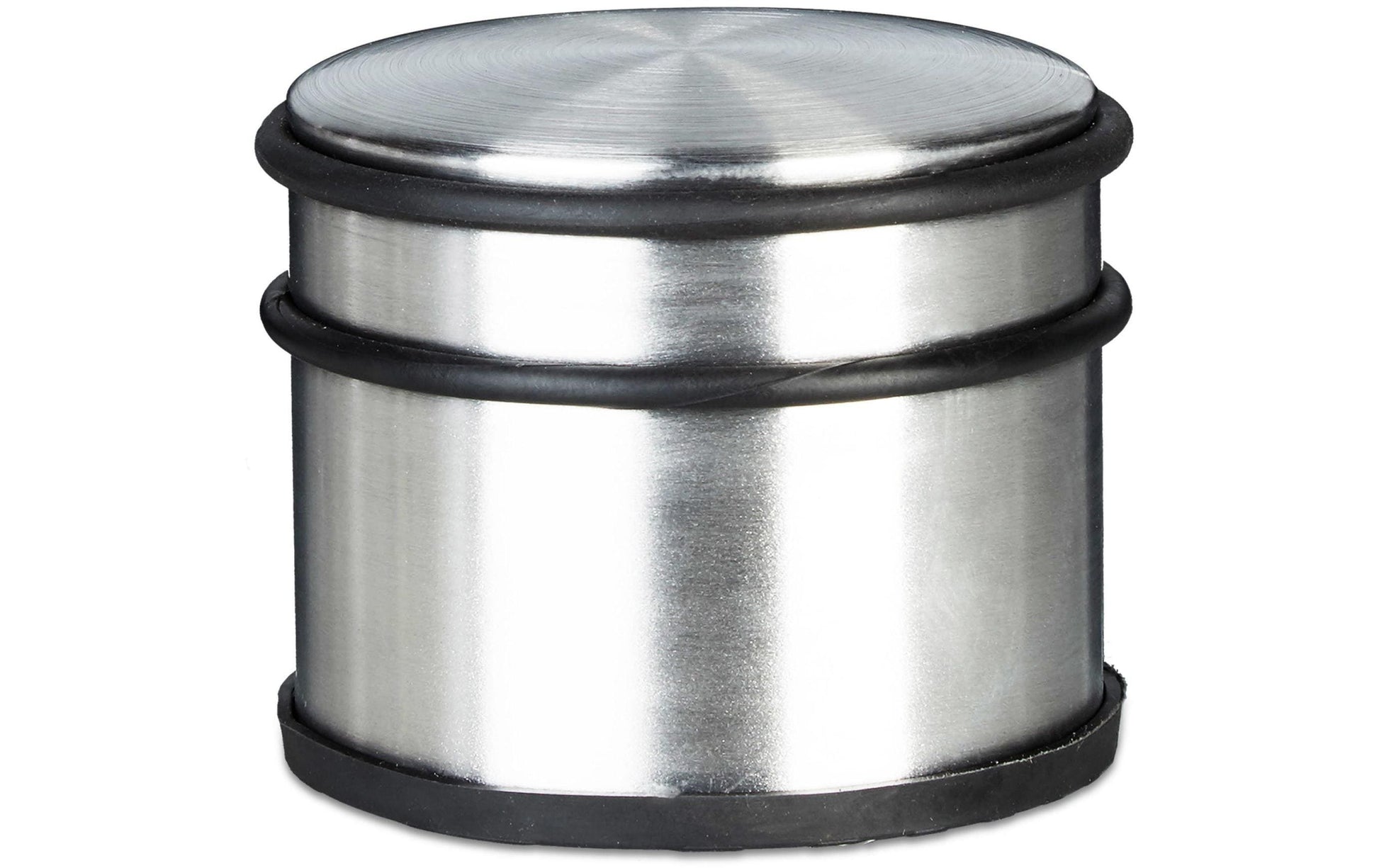 Relaxdays Türstopper – Gummi/Edelstahl – Schwarz/Silber – Ø 95 × H 75 mm
