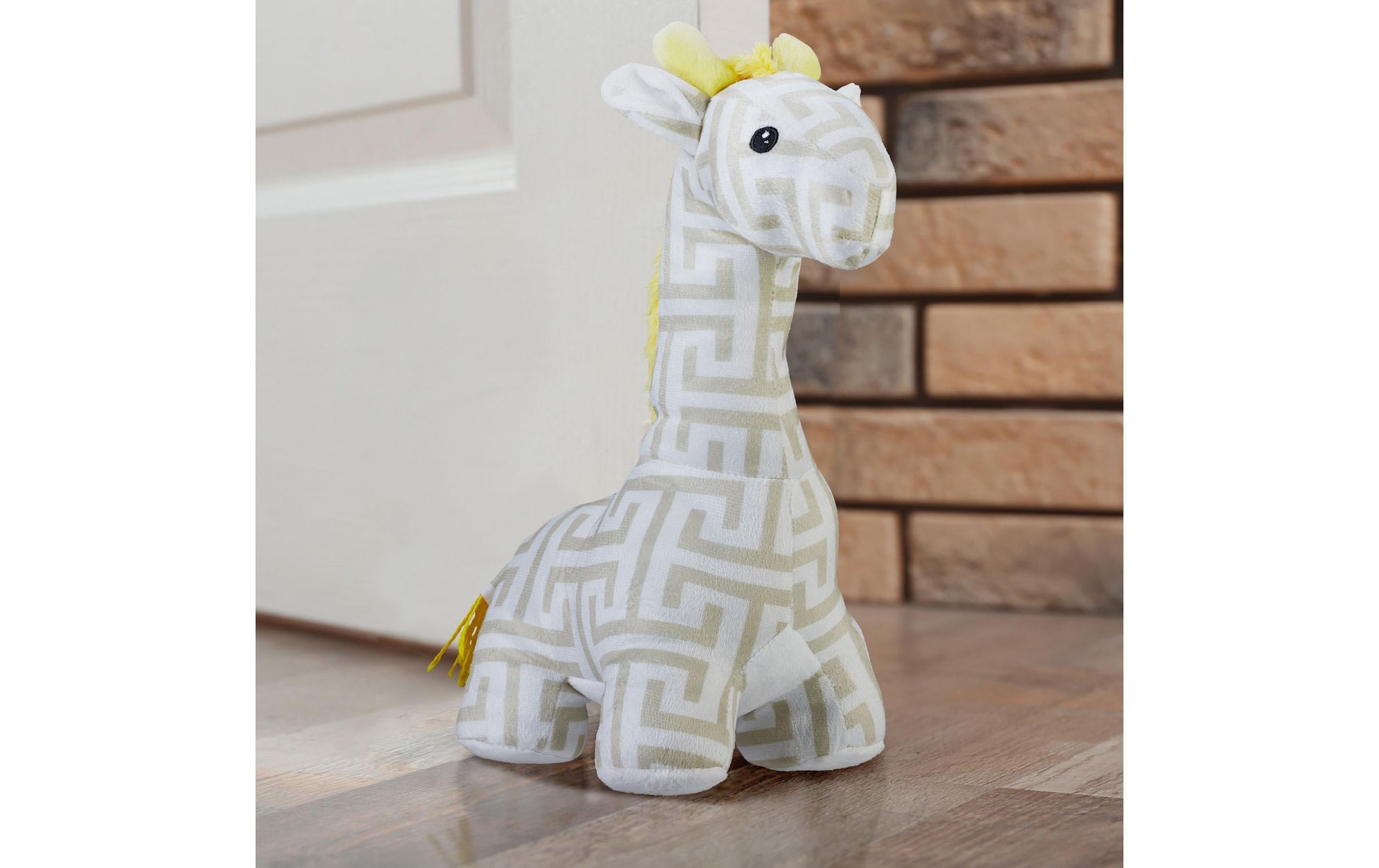 Relaxdays Giraffe Türstopper – Polyester/Kunststoff/Sand – Gelb/Weiss/Beige – 150 × 350 × 250 mm