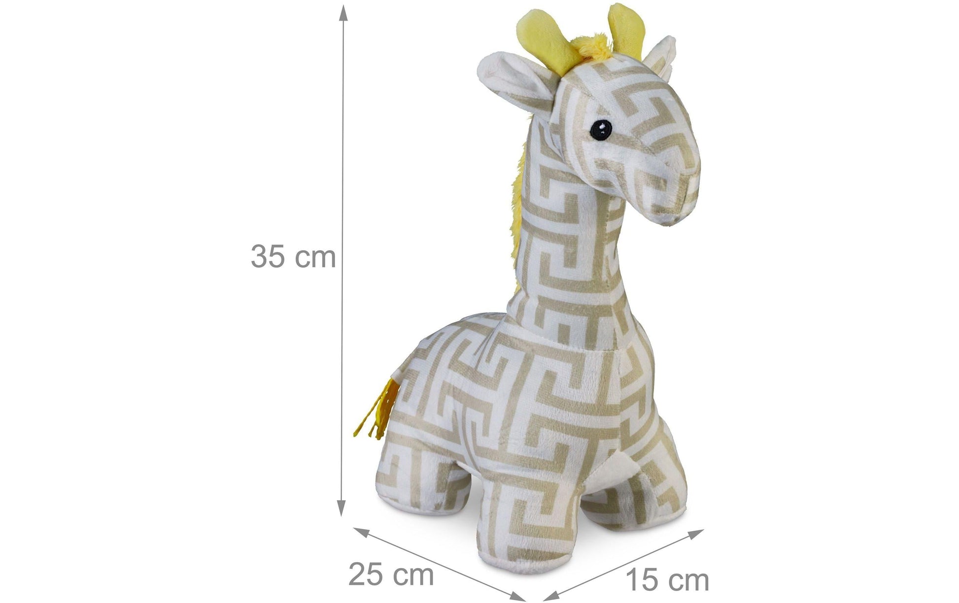 Relaxdays Giraffe Türstopper – Polyester/Kunststoff/Sand – Gelb/Weiss/Beige – 150 × 350 × 250 mm