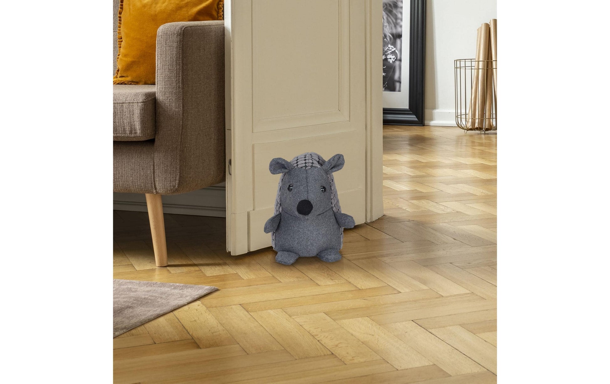 Relaxdays Türstopper – 13 × 20 × 22 cm – Polyester & Kunststoff & Sand, dunkelgrau