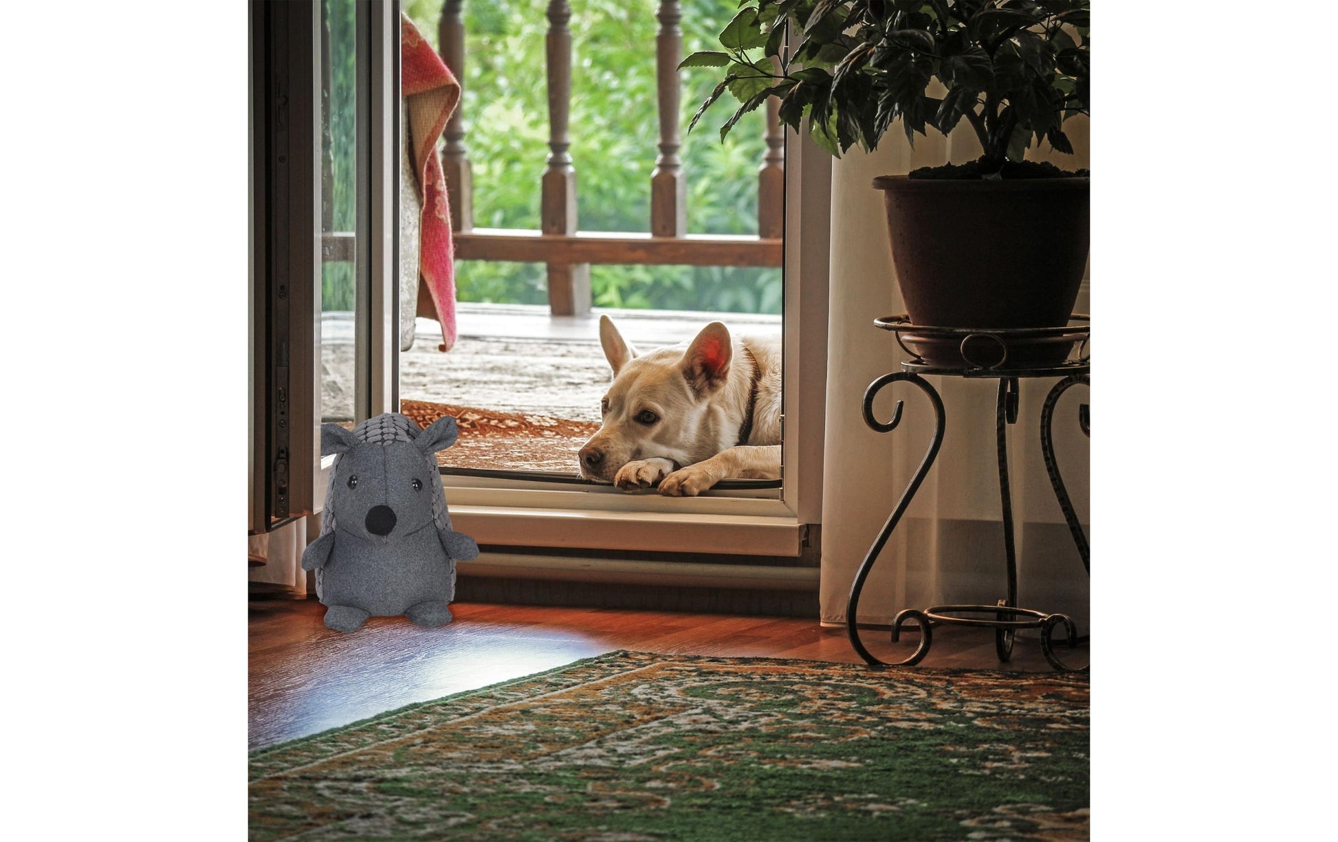 Relaxdays Türstopper – 13 × 20 × 22 cm – Polyester & Kunststoff & Sand, dunkelgrau