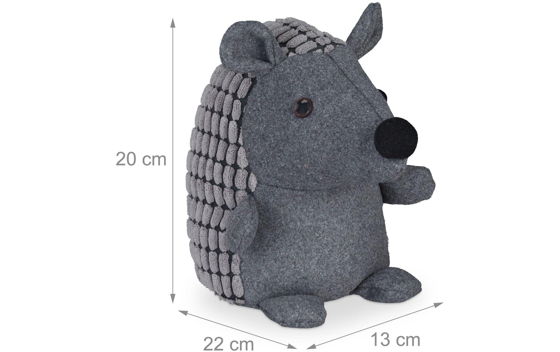 Relaxdays Türstopper – 13 × 20 × 22 cm – Polyester & Kunststoff & Sand, dunkelgrau