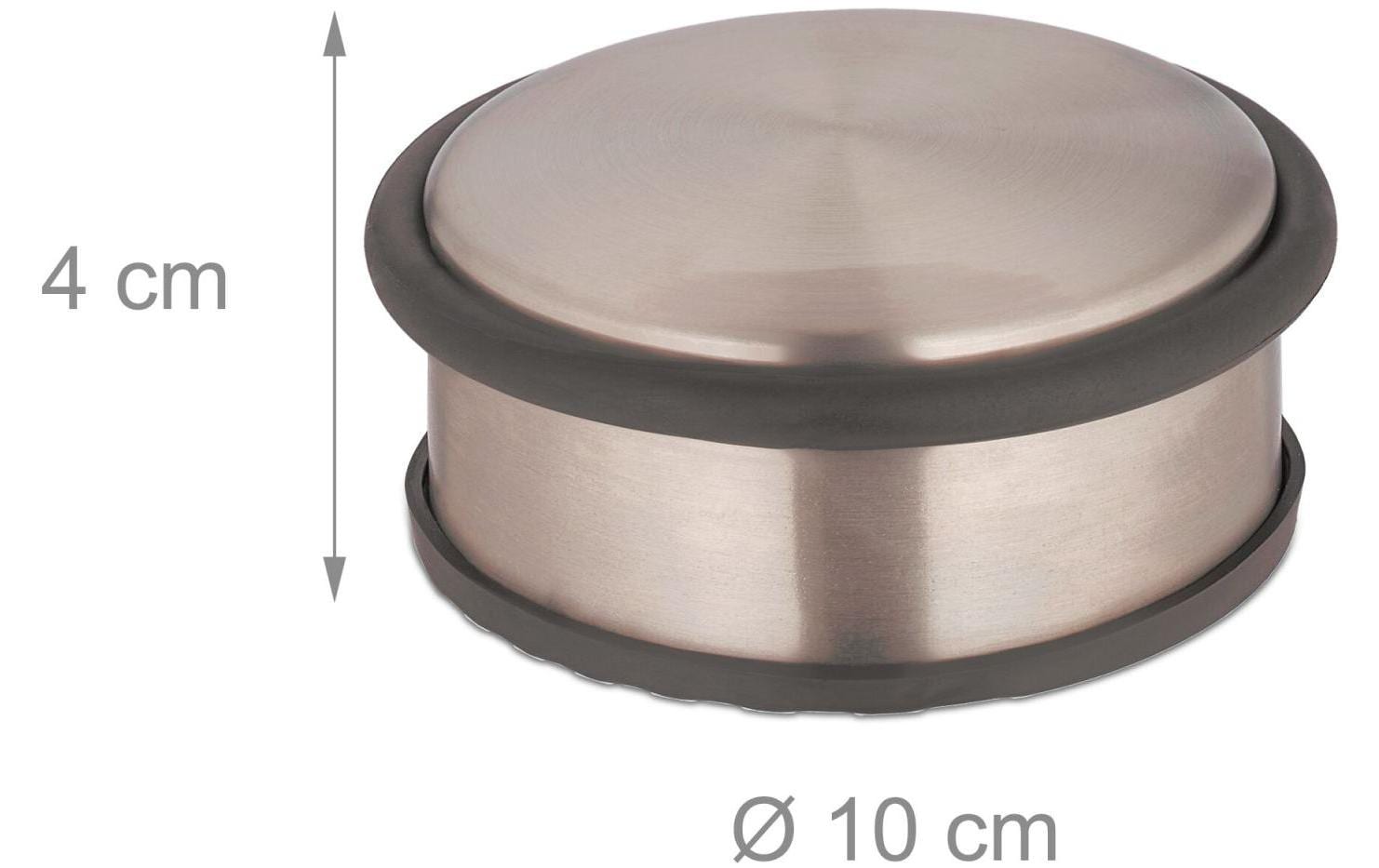 Relaxdays Türstopper – Freistehend, Gummi, Edelstahl, 100×100×40 mm, 1 Stk., Bronze/Schwarz
