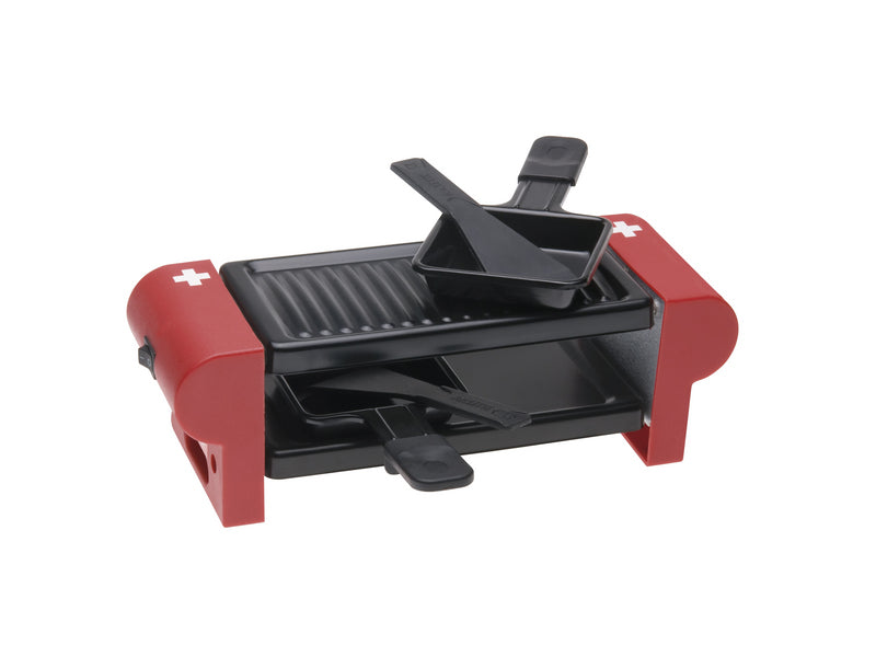Nouvel Raclette-Grill 303835 – 2 Personen, Aluguss-Grillplatte, Antihaftbeschichtung, 350 W – Schwarz/Rot