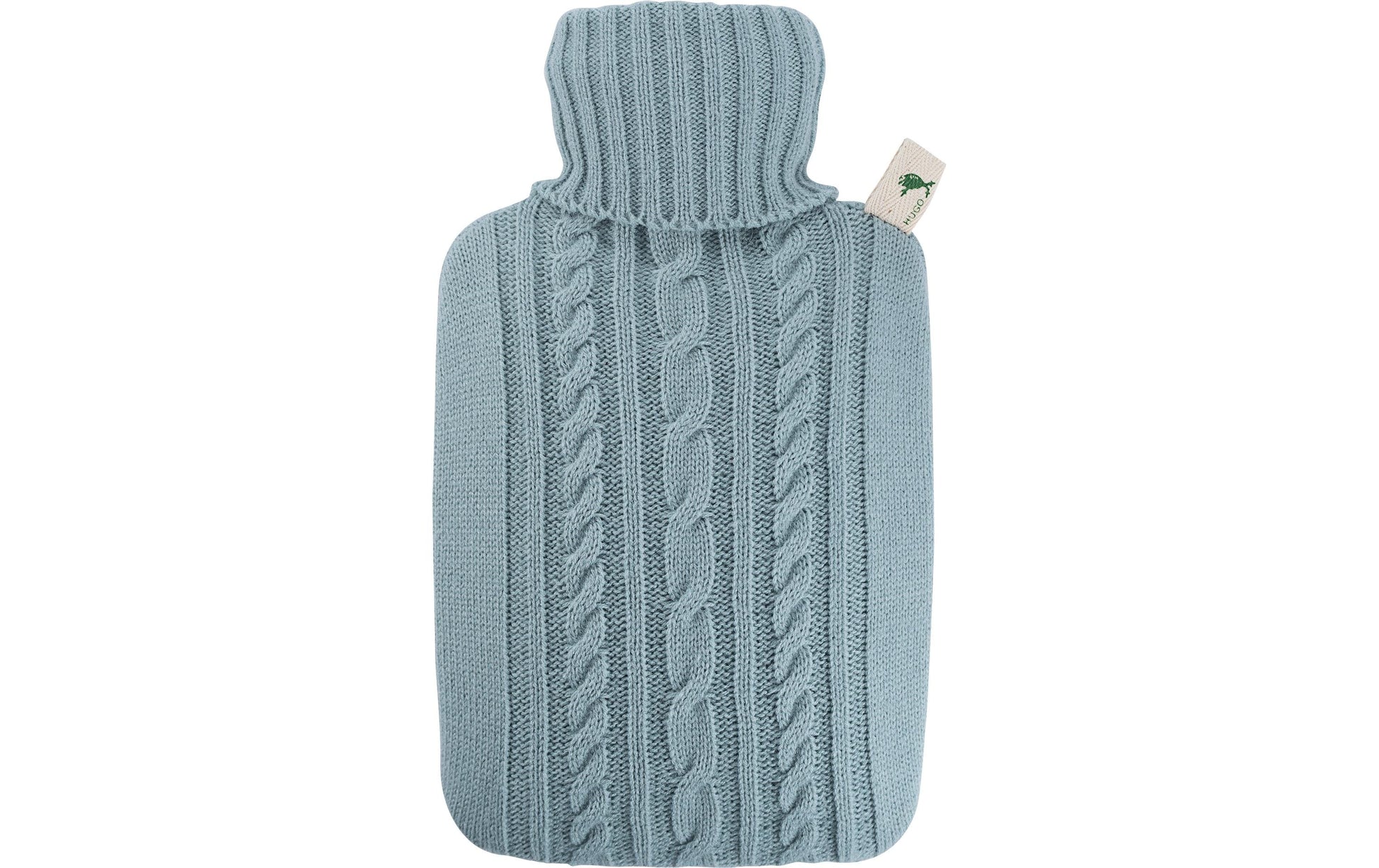 Hugo Frosch Wärmflasche mit Strickbezug – 1,8 l – Hellblau – PVC