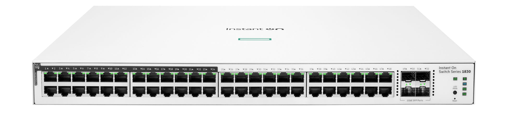 HPE Aruba 1830 48G 4SFP JL815A – Managed Switch – 48×GbE, 4×SFP, L2, PoE+ 370 W, 1U