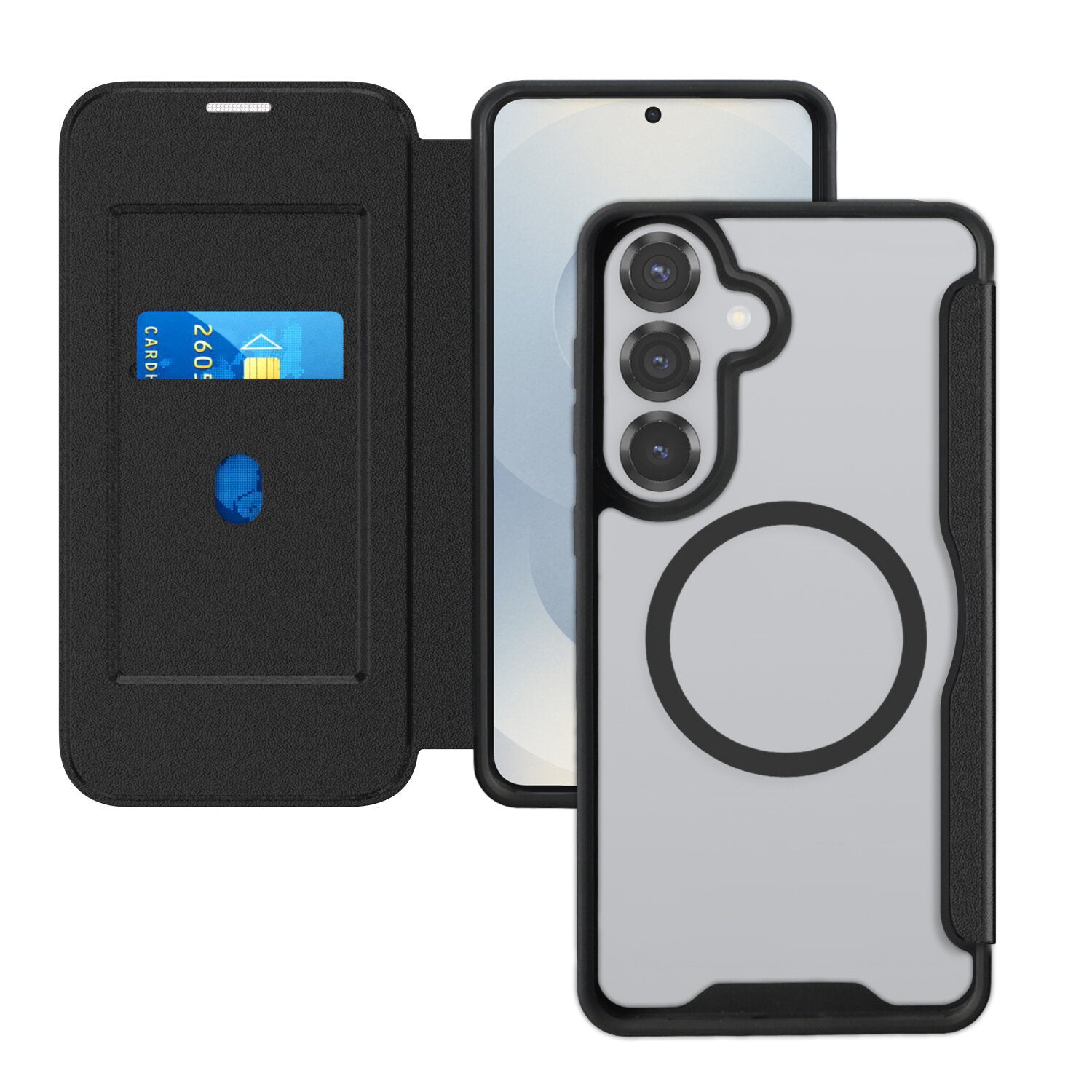 4smarts Urban Pro Wallethülle – für Samsung Galaxy S26+ – MagSafe, 1 Kartenfach, PU, Schwarz, Magnetverschluss
