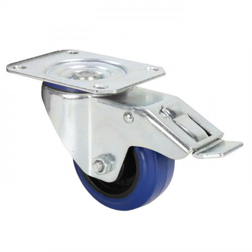 Adam Hall Lenkrolle – Ø 80 × 100 mm, Stahl/Gummi, Blau/Silber