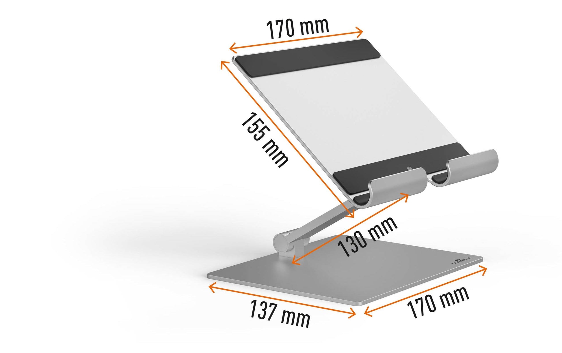 Durable Rise Tablethalter – für Tablets bis 13", Aluminium, silber metallic