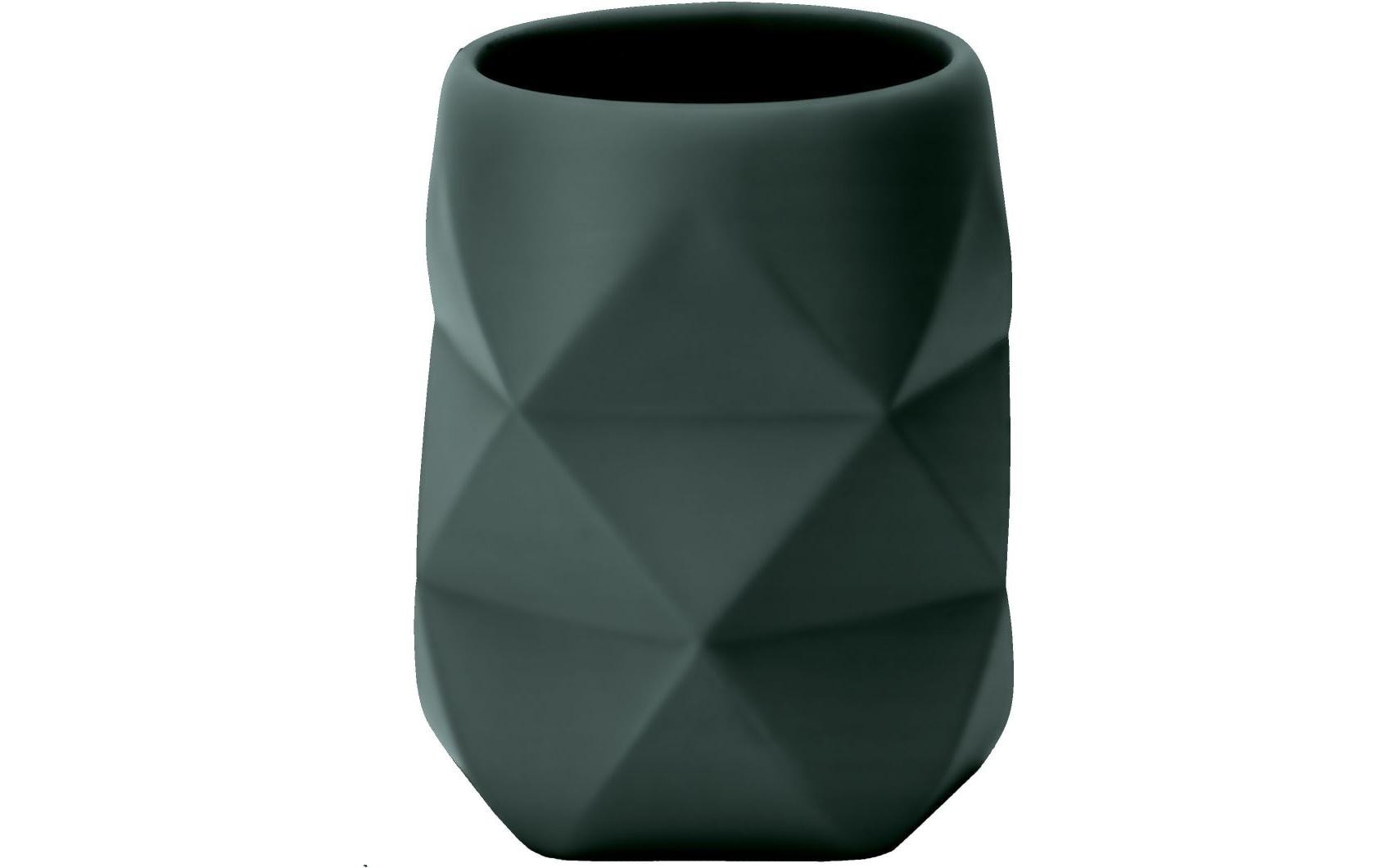 Kleine Wolke Zahnbürstenhalter Crackle – 8×8×10 cm, Polyresin, Dunkelgrün