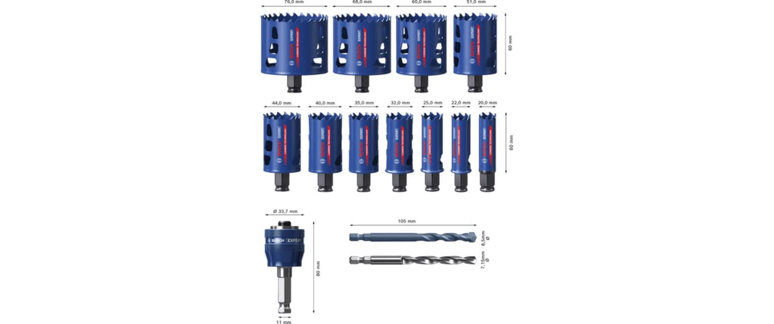 Bosch Lochsäge, EXPERT Tough Material, blau, rot, 14 Stk., Set