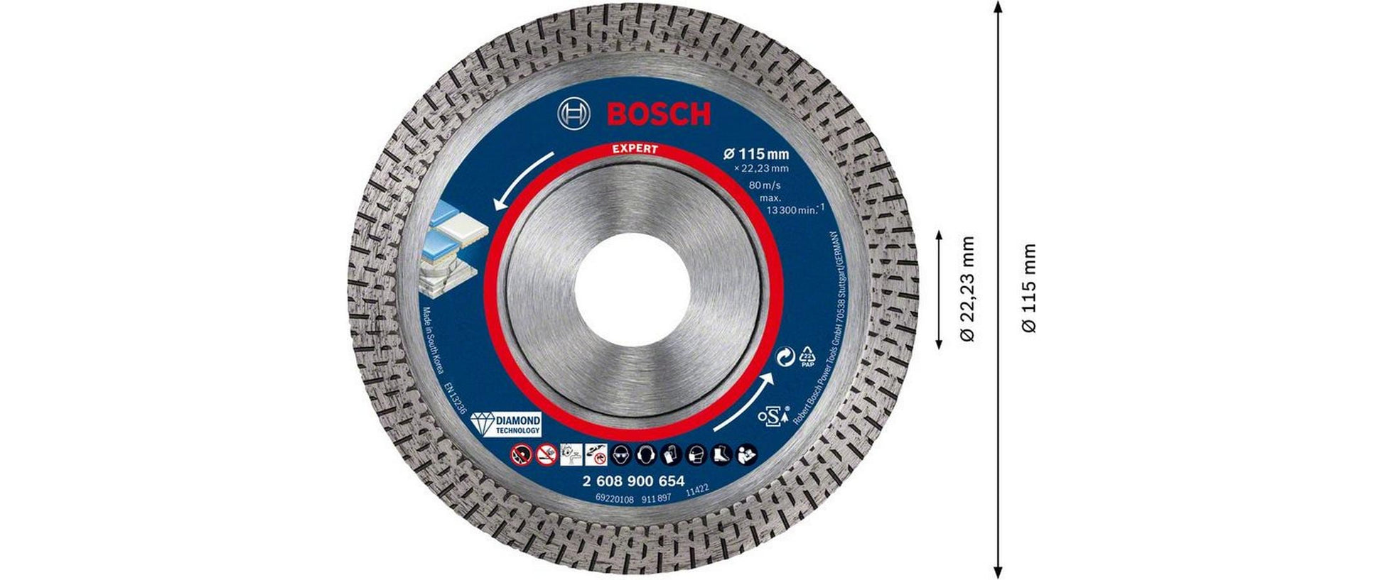 Bosch EXPERT HardCeramic Diamanttrennscheibe 115 × 22,2 × 1,4 mm Diamant – für Hartkeramik – 1 Stk