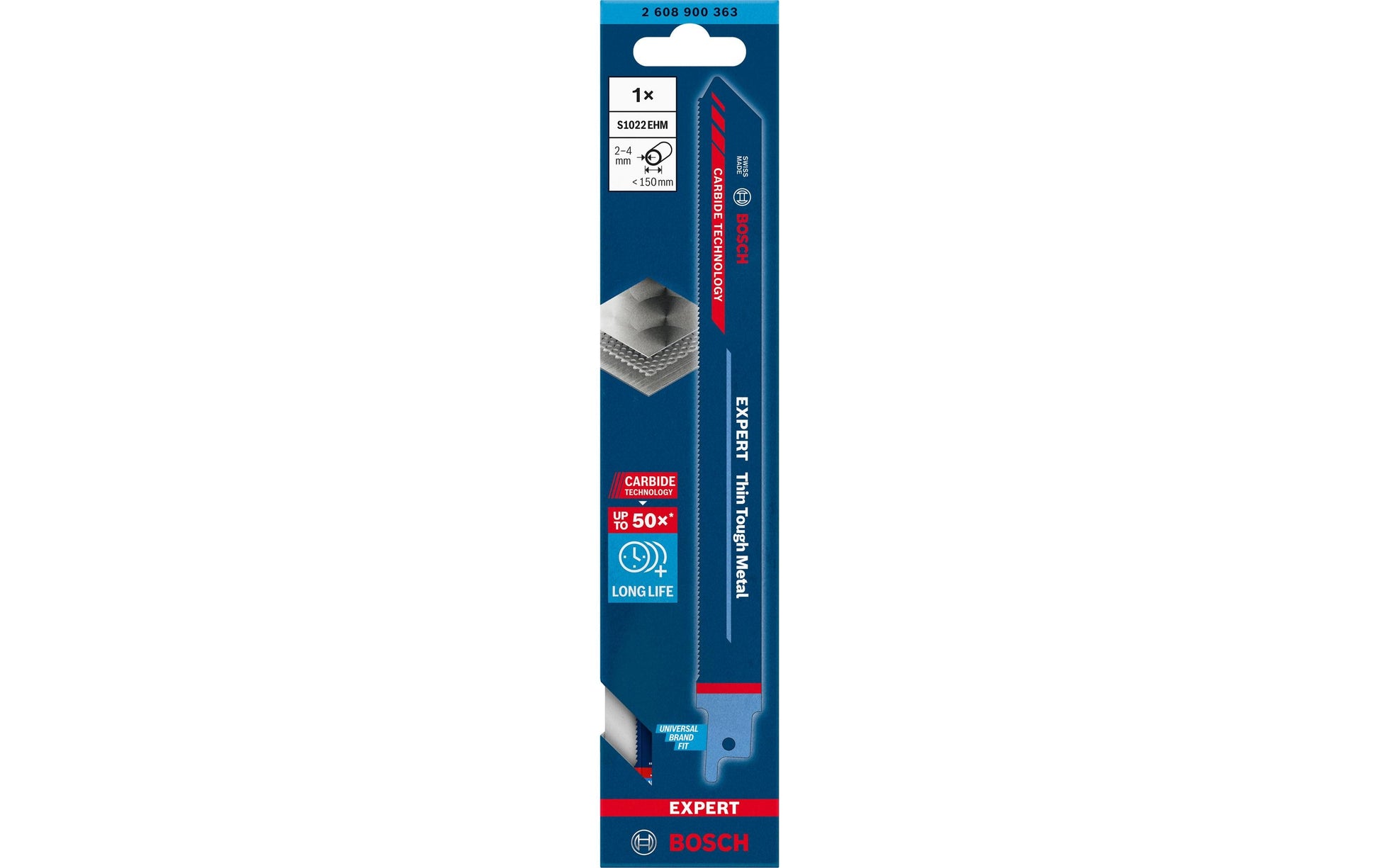 Bosch Säbelsägeblatt, EXPERT Thin Tough Metal, S 1022 EHM, 150 mm, blau