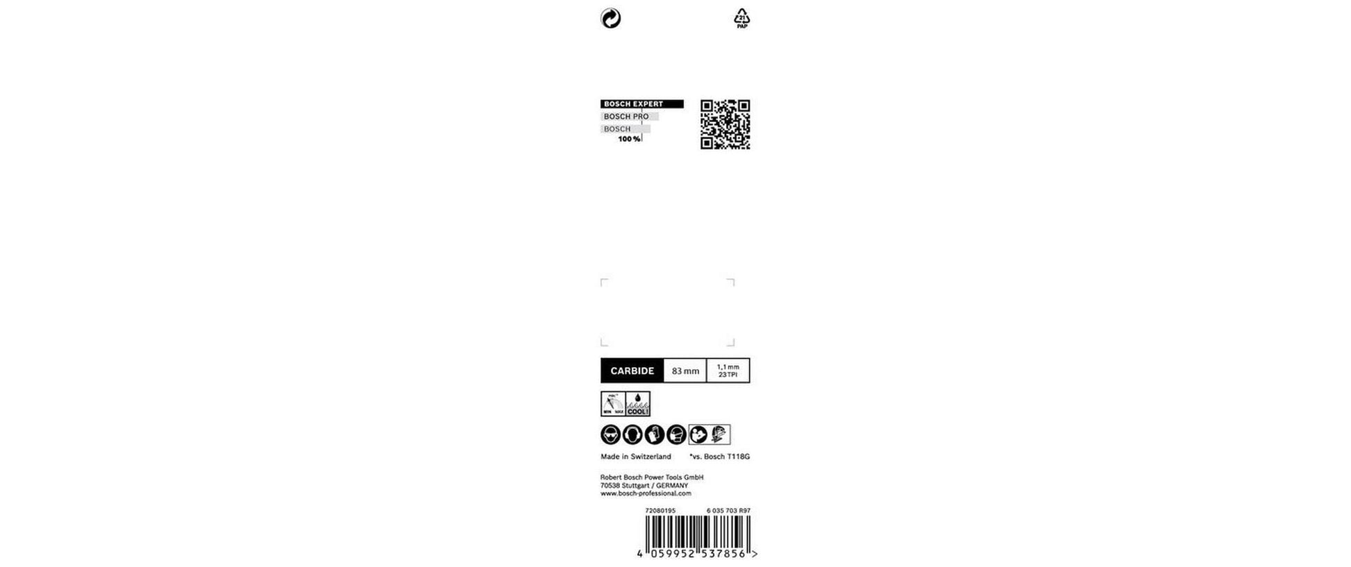 Bosch Professionelles Stichsägeblatt 83 × 1,1 mm Hartmetall – für Metall – 3 Stk