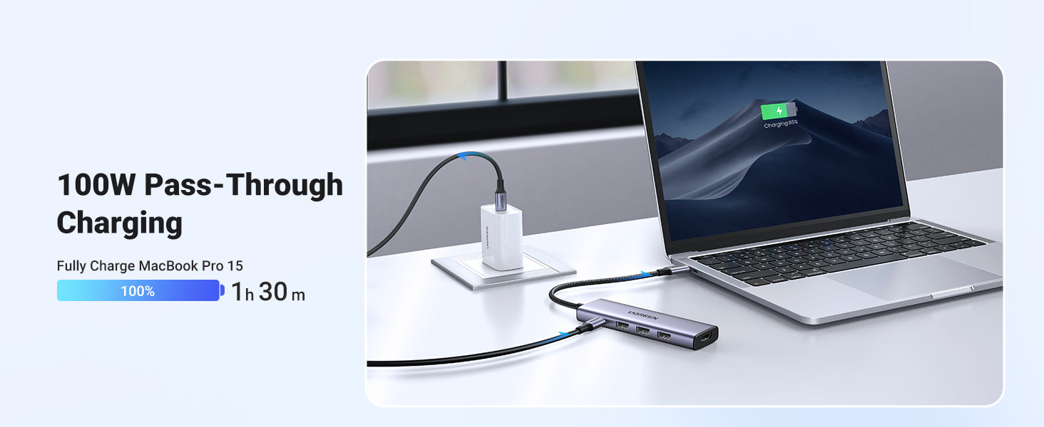 Ugreen 20956A Multiport-Adapter – USB-C, 1× HDMI, 3× USB-A, SD/microSD, für Windows/Mac/Linux
