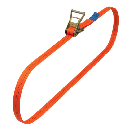 SpanSet Schlaufenband 6'000 × 35 mm, Polyester, Orange, mit Schnalle, mit Ratsche, Zurrkraft 2000 kg