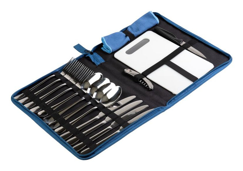 KOOR Lunchbox-Besteck – 12-teilig, Edelstahl, Blau, spülmaschinenfest, mit Aufbewahrungsbox