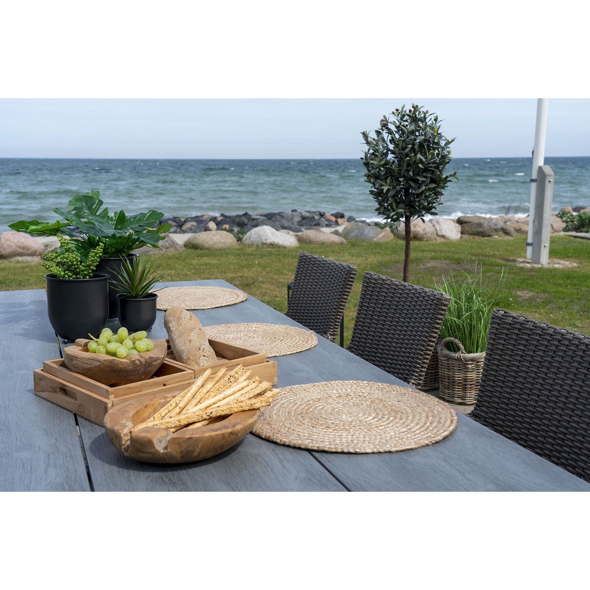 House Nordic Tischset Bombay – rund, Jute, natur, Ø38 cm – 4er-Set