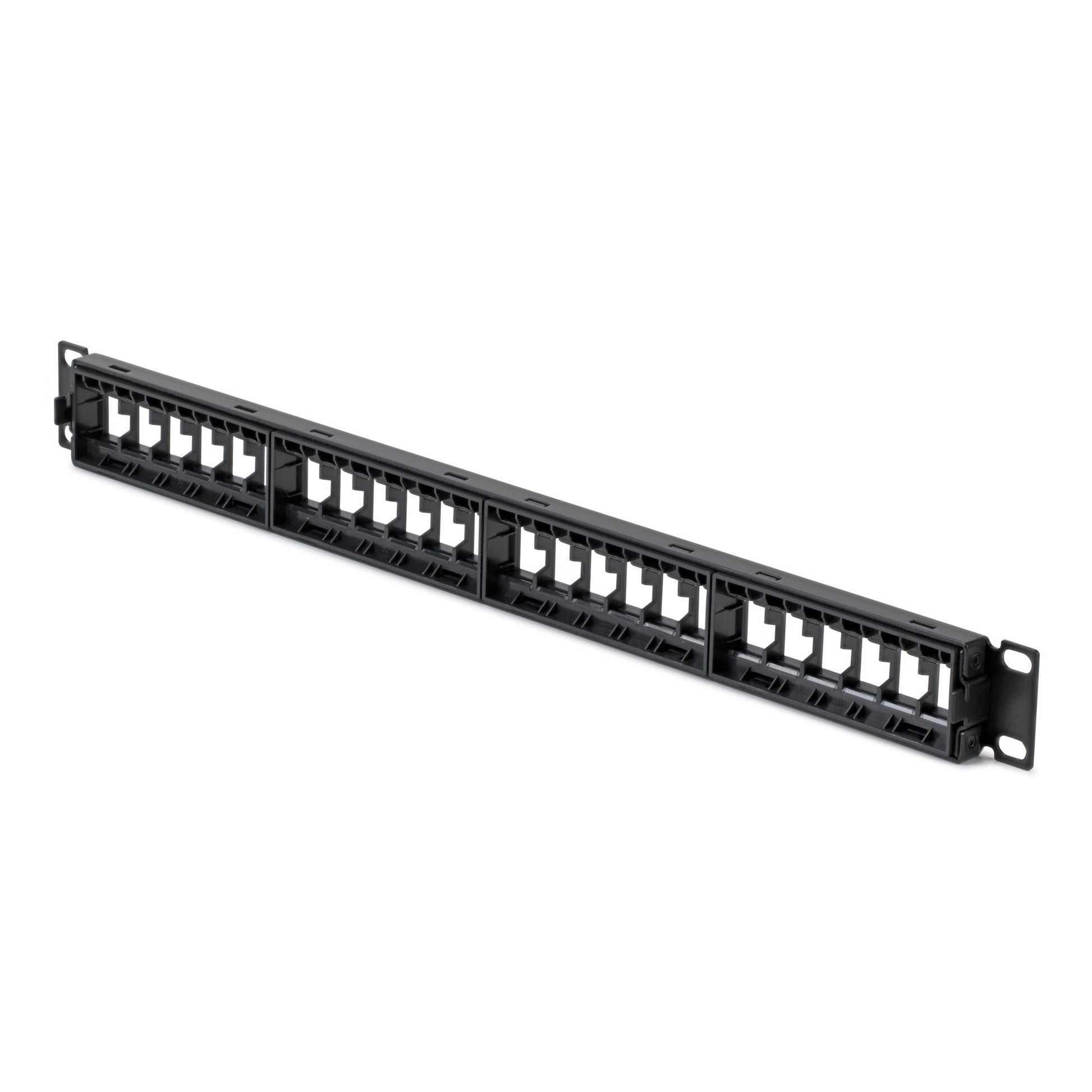 StarTech.com 24-Port Keystone Patch Panel – 24× RJ-45, Cat5e/6, 1U, 19" Rackeinbau, Schwarz, Stahl