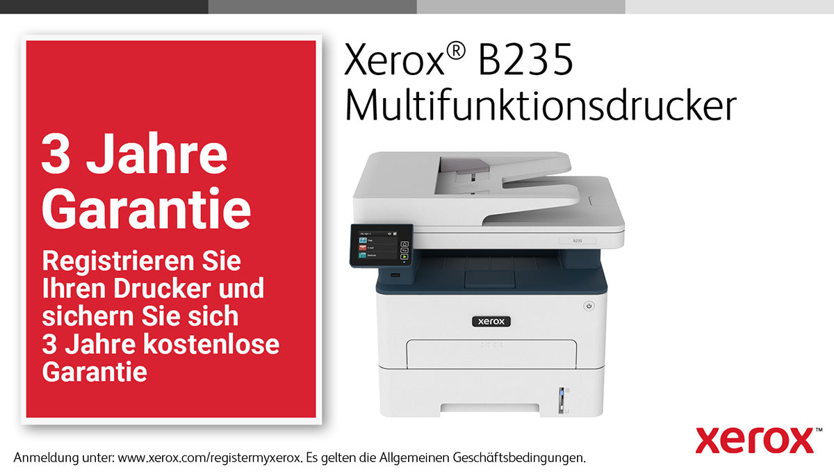 Xerox B235 – SW Laser-Multifunktionsdrucker, A4, 4-in-1, Duplex, ADF, WLAN/LAN, AirPrint, Mopria