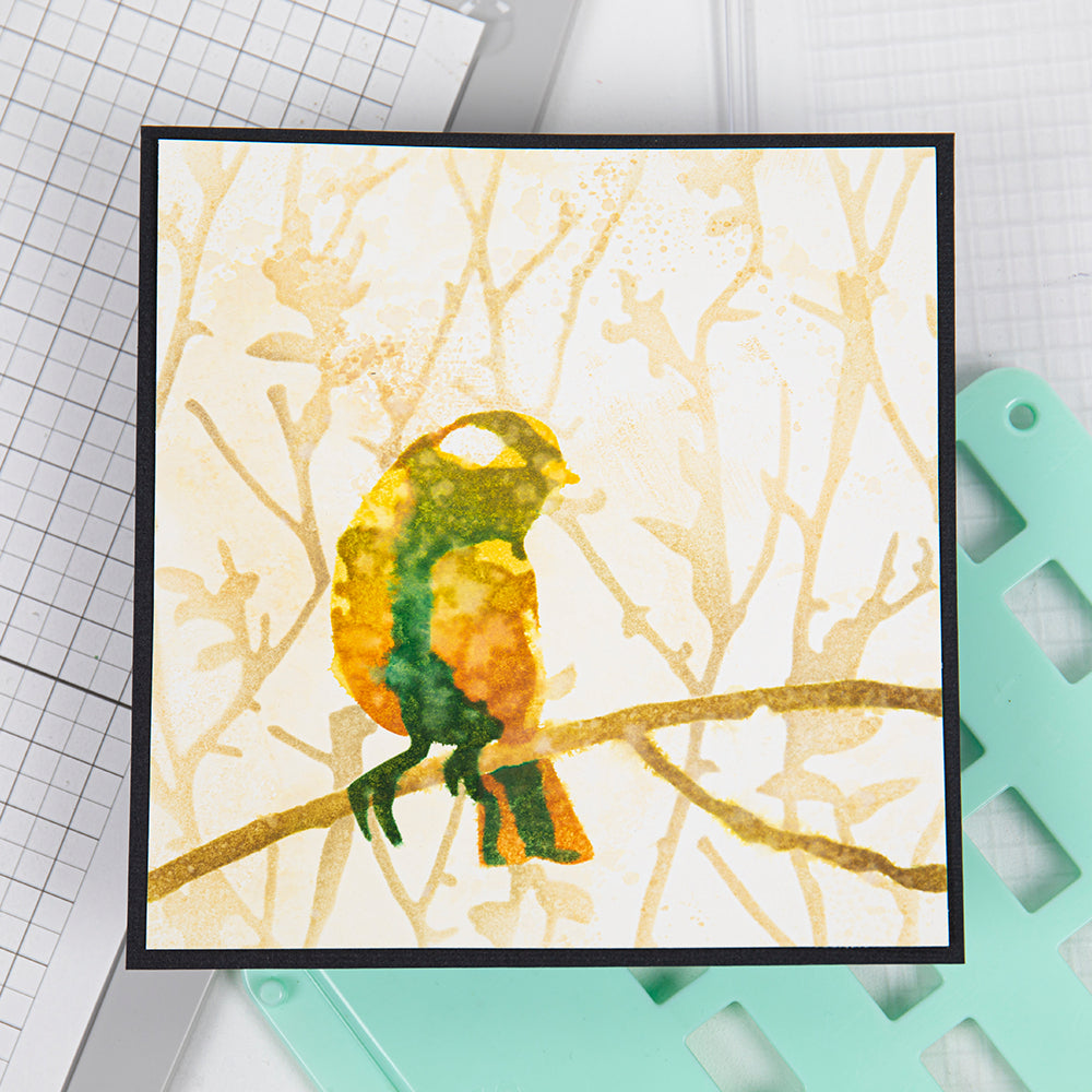 Sizzix Schablone – Vogel & Äste – 150 × 150 mm