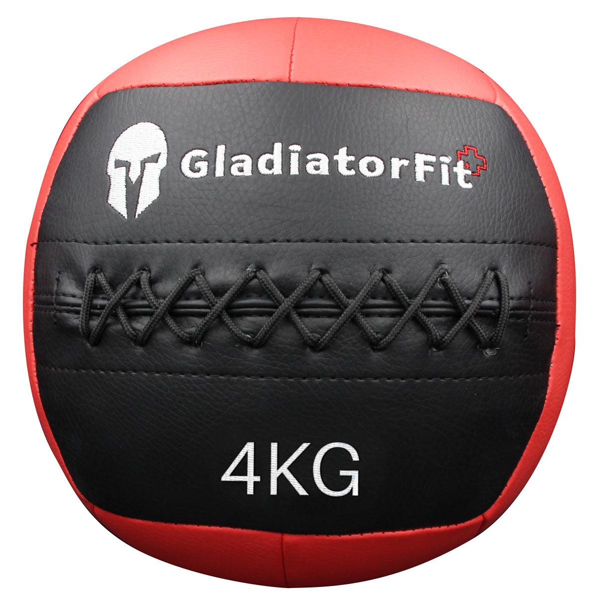 GladiatorFit Medizinball Wall Ball, 4,0 kg, Ø 36,0 cm, Kunstleder, Schwarz, Rot