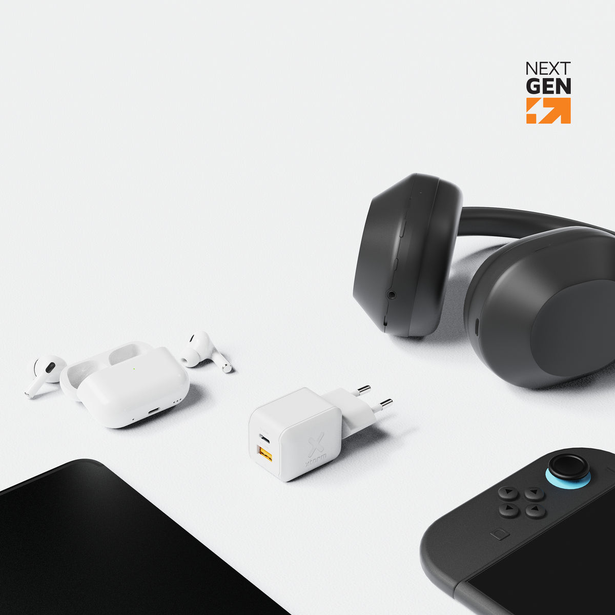 Xtorm XECNG450 USB-Ladegerät 45 W – USB-C×1, USB-A×1 – PD, QC 3.0, GaN – für Telefon, Tablet, iPad – Weiss