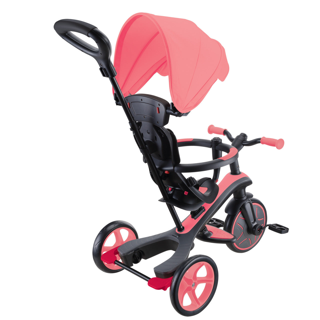 Globber Explorer 4 in 1 Dreirad – Schiebestange, verstellbarer Sitz – ab 10 Monaten – Rosa