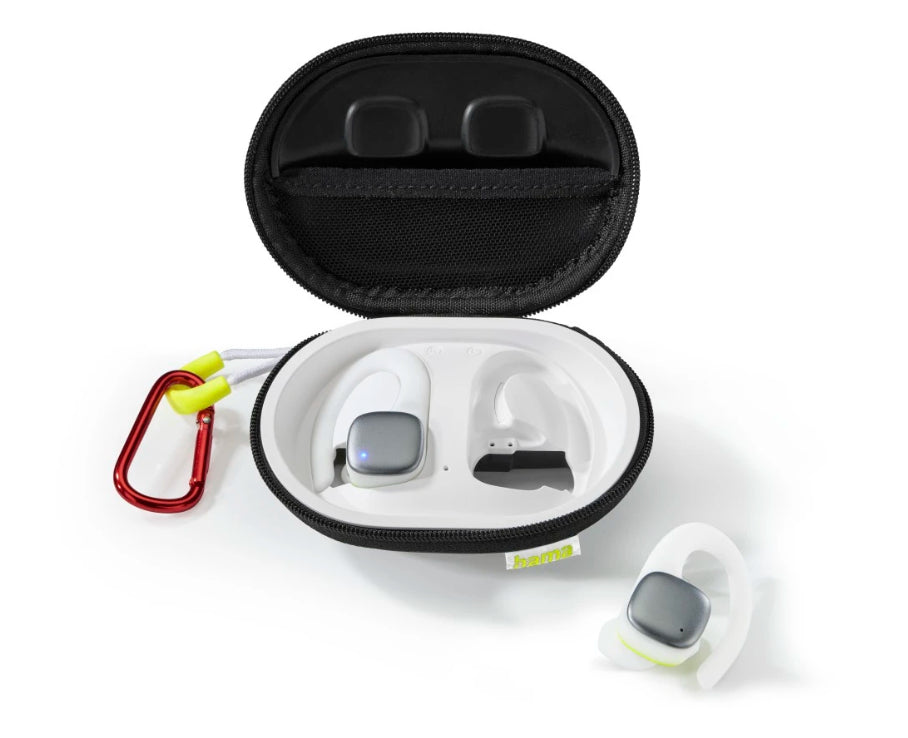 Hama Spirit Athletics TWS In-Ear – Stereo, TWS, mit Ladecase, Weiss/Gelb, BT 5.0