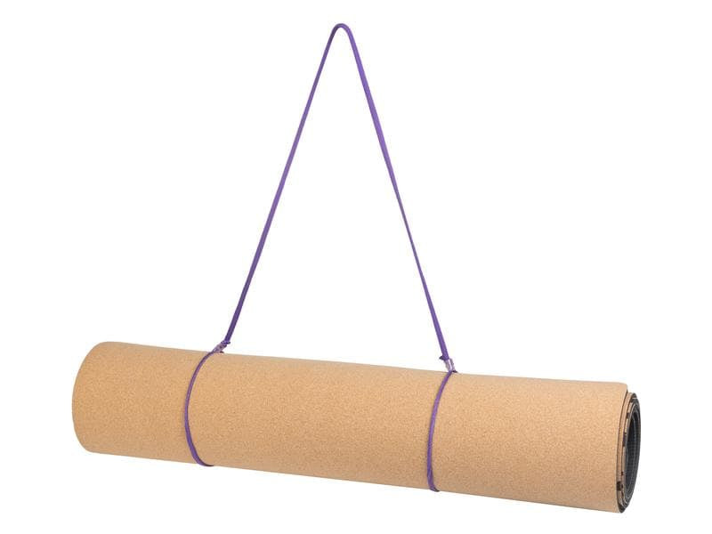 KOOR Yoga-Set – 183 × 61 × 0,4 cm – 3-teilig, inkl. Übungsband, Aufbewahrungsbox – braun/lila – Kork