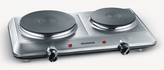 Severin Doppelkochplatte DK 1014 – 2 Zonen, 1500 W + 1000 W, Anschlusswert 2500 W – Edelstahl